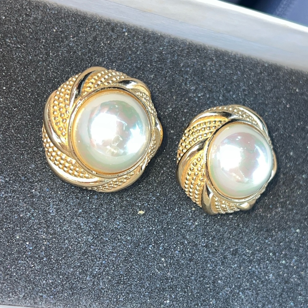 Vintage Christian Dior Clip-On Pearl Earrings